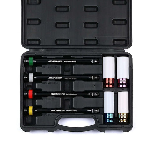 1/2-inch Drive Wheel Protector Impact Socket & 8 inch Coded Torque Limiting Socket Extension Bar 8pcs Tire Deep Socket Set