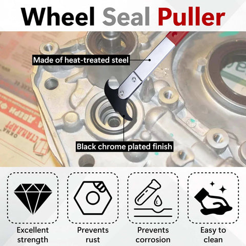 Seal Puller Tool showing dual hook design in use on a metal surface, illustrating oil seal removal capability