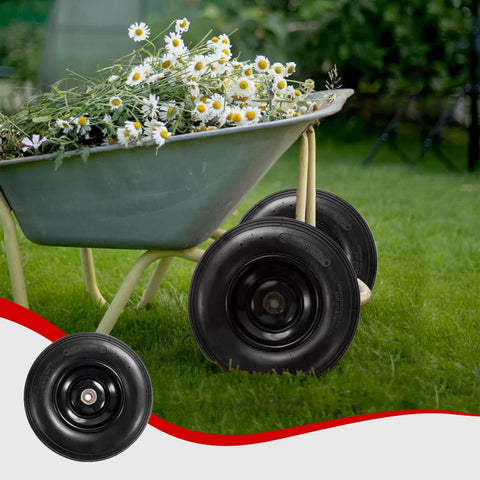 Wheelbarrow with ✝️ (2-pack) 4.00-6 wheelbarrow tires, 13 inch pneumatic tire and wheel with 5/8" or 3/4" bearings, on grass