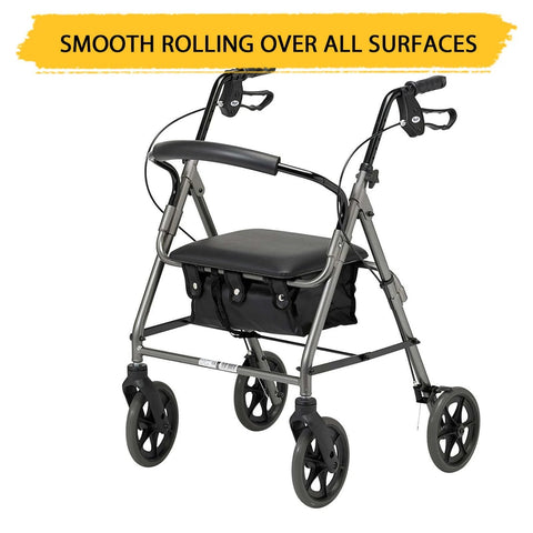 2Pcs 8 Inch Walker Wheels Replacement, black rubber wheels on a rollator, wheelchair front wheels, durable and quiet replacement accessories