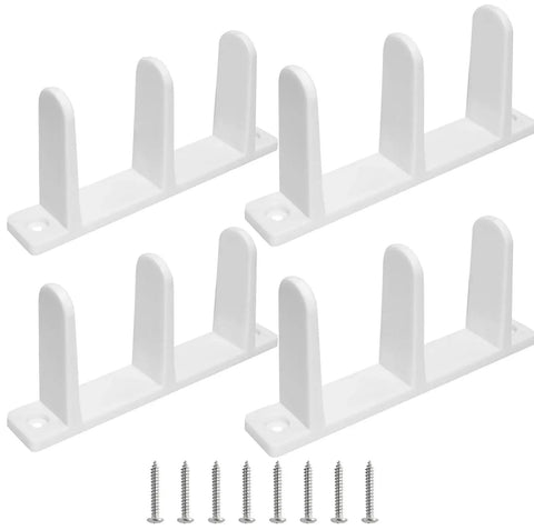 4 Pack Universal ABS Sliding Closet Door Floor Guides For 1-3/8 Inch Thick Doors White With Screws Durable Centering Guides