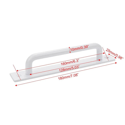 Two White Aluminum Barn Door Handles With Screws For Cupboard Cabinet Wardrobe And Drawer, 7.08 Inches Long, side view
