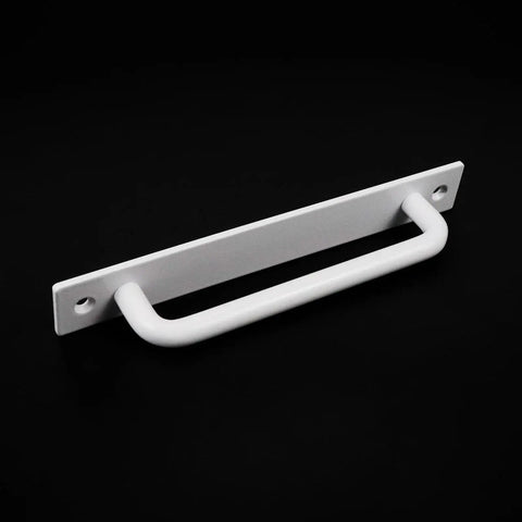 Two White Aluminum Barn Door Handles With Screws For Cupboard Cabinet Wardrobe And Drawer, 7.08 Inches Long Front View
