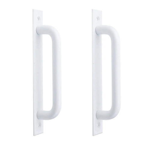 Two Pack Pre Drill Sliding Barn Door Handle Six Point Four Inch Hole Center Aluminum Alloy Door Pull Handle For Glass And Wooden Doors Punch Free Polished White With Tape Or Screw Install Ideal For Closet Doors Durable.
