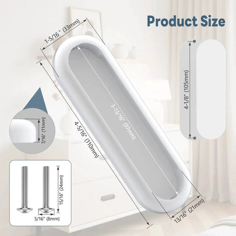 2 Pack Self-Adhesive Drawer Pulls 4 Inch Aluminum Alloy Door Handles size details with dimensions for easy installation