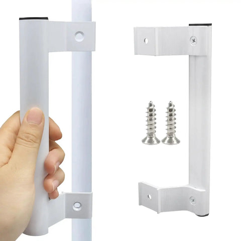 Two Pack Aluminum Sliding Door Handle For Patio Doors, 8 Inch Glass Door Pull Replacement With Six And Five Eighths Inch Mounting Holes, White Finish