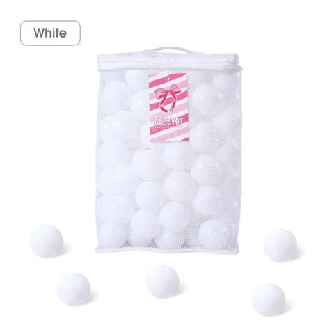 Ball Pit Balls for Kids, Plastic Refill 2.2 Inch Balls, 100 Pack, Bright Colors, Phthalate and BPA Free, Includes a Reusable Storage Bag with Zipper Christmas Decoration Xmas Gift(White).