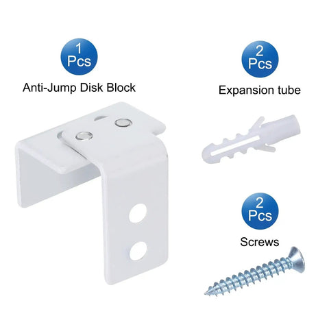 Bottom Floor Guide For Barn Doors Adjustable U Bracket Flush Design Flat Swing Stopper Carbon Steel Sliding Door Hardware Kit For Doors Closets And Cabinets White Includes Screws And Expansion Tubes For Easy Installation image showing white U bracket, expansion tube, and screws