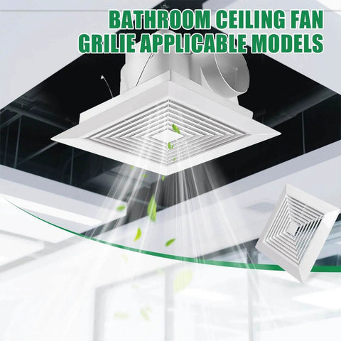 White 9x9 Inch Bathroom Exhaust Fan Cover With Spring Square Ceiling Or Wall Mount Vent Hood Air Diffuser Grille Diverter Vent Replacement Accessory For Most Bathroom Fans Easy Install