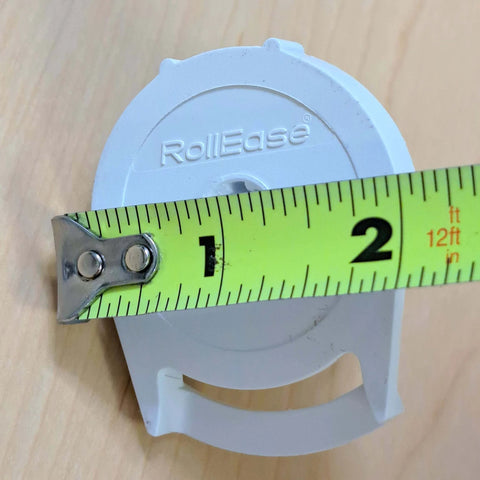 R Series with Bead Stopper (White, R8-1 1/4" Tube) shown with tape measure, indicating size and white color with RollEase branding.