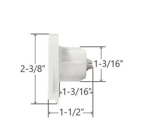 Side view of R Series with Bead Stopper (White, R8-1 1/4" Tube) showing dimensions and white PBT housing.
