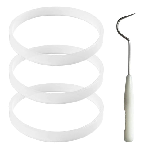 3 Pack Three Point Nine Four Inch Rubber Gasket Seals For Blenders No Fuss Easy Install White O Ring Replacement Parts with tool