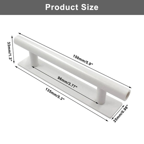 10 Pack White Self Adhesive Cabinet Handles 135mm 5.3 Inch Sturdy ABS Plastic Stick On Door Pulls Size Diagram