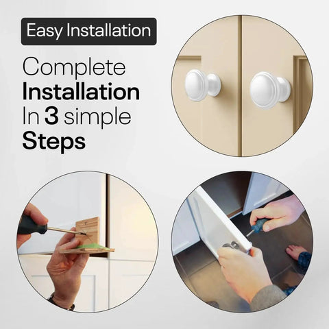 Installation process of White Cabinet Knob Set 10 Pack for Kitchen Cabinets Drawers Closets and Doors Premium Zinc Alloy Solid Build