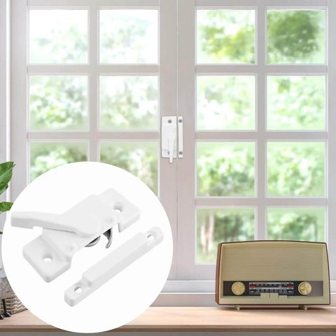 Cam Action Sash Locks 10 Pack With Keeper For Single And Double Hung Vinyl Windows Diecast Latch Lock 2.1 Inch Hole Center Includes Screws For Secure Easy Window Installation installed on window