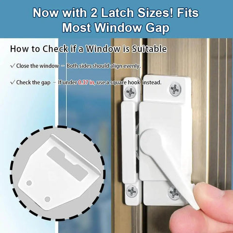 White Sliding Window Sash Locks 2 Pack Cam Action Sash Lock For Double Hung Windows, installed on window frame