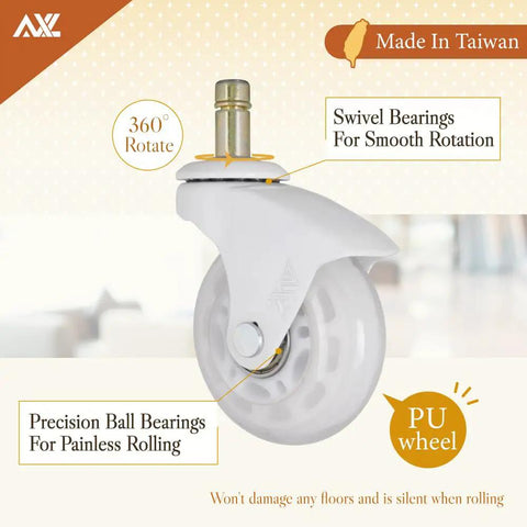 10mm Stem Office Chair Wheels for IKEA Chairs, 2.5 Inch Rollerblade Casters With Gap-Free Bracket, Quiet Floor-Safe Rolling