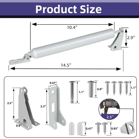 White Screen Door Closer Set Heavy Duty Pneumatic Storm Door Shock Adjustable Speed Cushioned Closure dimensions and components