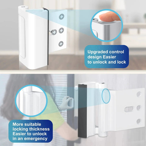 Door Reinforcement Lock With 800 Lbs Of Force Resistance White Alloy Door Lock For Kids Safety Easy To Install