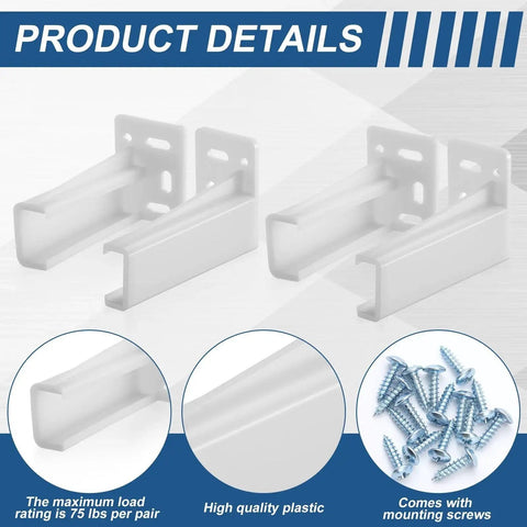Two Pairs Rear Drawer Track Socket Back Plates Mounting Brackets Durable White Plastic Drawer Back Plate with screws