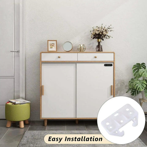 Hutch cabinet with Six White Drawer Rail Bracket Kit With Track Guides And Eighteen Screws for drawer replacement visible