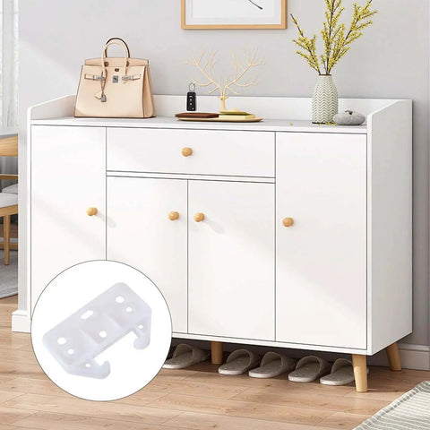 Six White Drawer Rail Bracket Kit With Track Guides And Eighteen Screws for Hutch Drawer Replacement and Installation