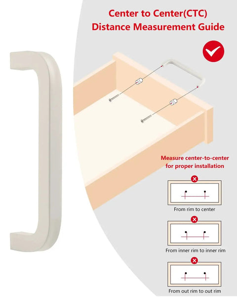 5 Pack White Dresser Drawer Pulls With 3-3/4 Inch Hole Center Modern Kitchen Cabinet Handles Aluminum Alloy Square Rod Curved Tray Style Closet Pulls Includes Mounting Screws For Furniture Hardware installation guide
