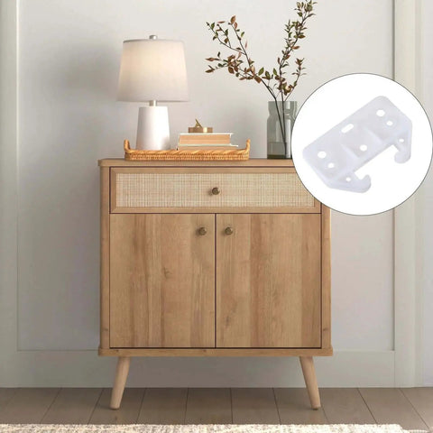 Six White Drawer Rail Bracket Kit With Track Guides And Eighteen Screws For Drawer Bottom Replacement in wood cabinet