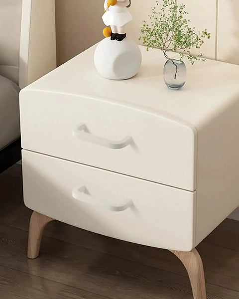 5 Pack White Dresser Drawer Pulls With 3-3/4 Inch Hole Center installed on a bedside table, showing modern aluminum alloy handles