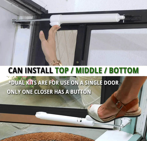 Smooth - Dual Door Closer System - Heavy Duty - for (Medium and Heavy Weight) Storm, Screen, & Security Doors in use on a storm door