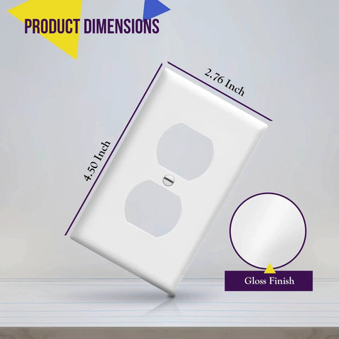 Duplex Wall Plate Kit For Electrical Outlets 1 Gang 4.5 Inches By 2.76 Inches White Unbreakable Polycarbonate