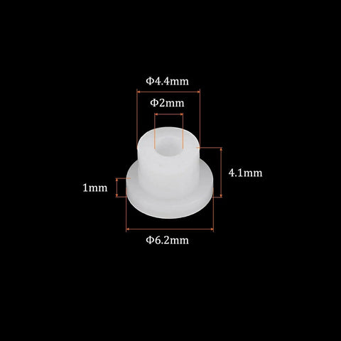 Self Lubricating Nylon Flanged Sleeve Bearings 2mm Bore 4.4mm Outer Diameter 4.1mm Length White for Robotics and Machinery