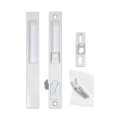 Sliding Glass Patio Door Handle Set Flush Mount Non Keyed For Replacement And Repair With Six And Five Eighths Inch Hole Centers