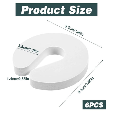 Six Pack Soft Foam Door Stoppers With Finger Guard Protectors, Anti Slam Door Pads In White, 3.66 By 3.74 By 0.59 Inches