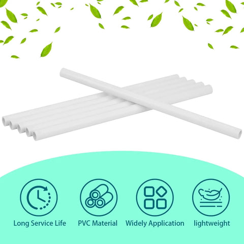 Six Piece Set Of Half Inch Schedule 40 PVC Pipe 17 Inch Length White For Indoor Outdoor DIY Projects Greenhouse Garden Farm Workshop