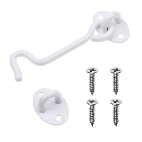 Built Tough 4 Inch Heavy Duty Hook And Eye Latch For Barn Doors And More, Powder Coated Stainless Steel Security Latch With 4 Mounting Screws