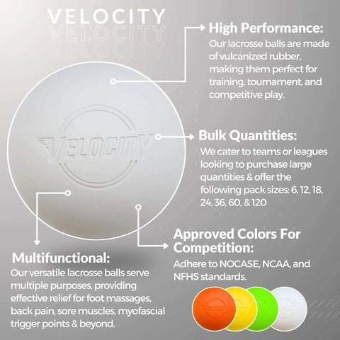 Practice Lacrosse Balls - 1, 2, 3, 6, 12, 18, 24, 36, 60 and 120 Packs - Official Size and Weight - White
