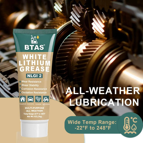 White Lithium Grease for Car Door,Bearings & Gears Lubricant Grease tube with gears in background, NLGI 2 1 oz