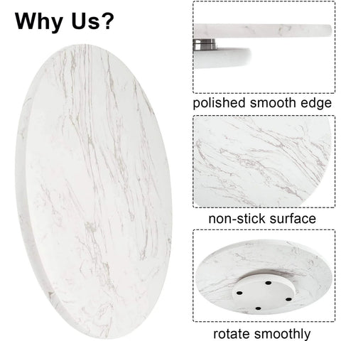 Marble lazy susan turntable designed as a cheese board and cake stand, 12 inch natural white marble with polished edges.