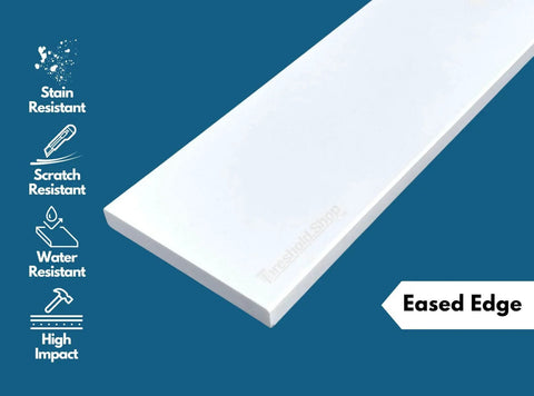 Super White Engineered Marble Threshold for Shower Curb, Bathroom Vanity Backsplash, Window Sill, Door Transitions (4" x 36")