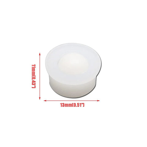 6 Pcs White Nylon Universal Ball Transfer Bearings Mini Roller Ball Units for Tables Conveyors Furniture with Smooth 360 Degree Movement, close-up with dimensions