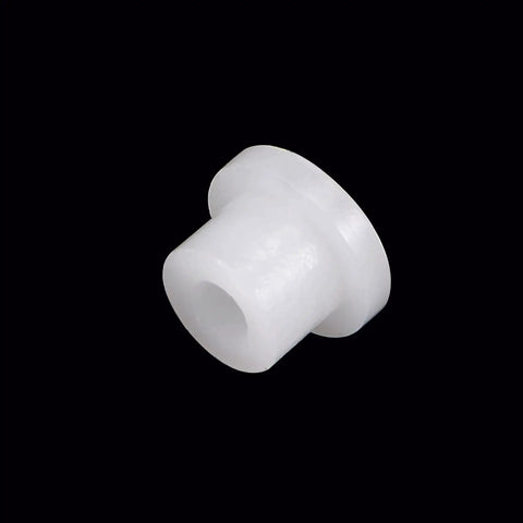 Close-up of a white nylon flanged sleeve bearing, part of a Self Lubricating Nylon Flanged Sleeve Bearings 2mm Bore 4.4mm OD pack.