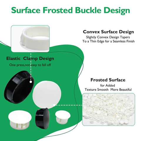 2 Inch White Nylon Hole Plugs For Round Holes, Flush Snap In Panel Inserts For Cabinets, Furniture, Cupboards, 4 Piece Set
