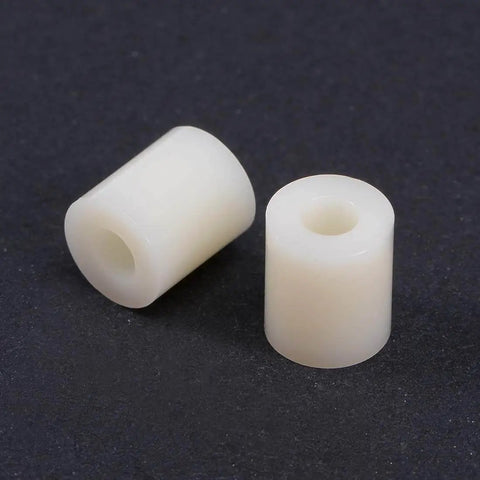 White Nylon Round Spacer Washers For M3 Screws 3mm Inner Diameter 7mm Outer Diameter 8mm Length Unthreaded 100 Pack on display