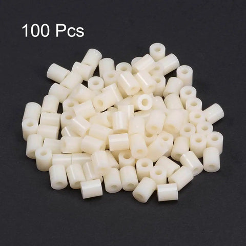 White Nylon Round Spacer Washers For M3 Screws 3mm Inner Diameter 7mm Outer Diameter 8mm Length Unthreaded 100 Pack