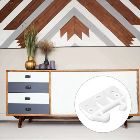 Six Pack White Plastic Drawer Guides Rails Replacement Kit with screws for dresser cabinet close-up view