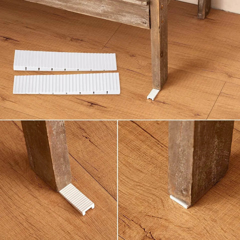 12 Pack White Multi Purpose Furniture Plastic Shims For Leveling And Stabilizing Heavy Objects, cut to fit wood floor view