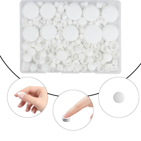 Plastic Hole Plugs Kit White 180 Pcs Round Panel Knockout Locking Plugs Drill Hole Covers For Kitchen Cabinets And Furniture