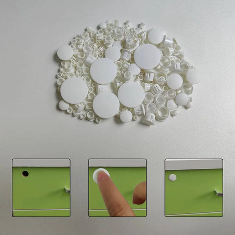 Super Handy 155 Piece White Plastic Hole Plugs Set In 6 Sizes 5mm 6mm 8mm 10mm 13mm And 25mm for furniture DIY and home use