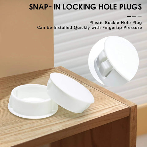 White 3/8 Inch Plastic Hole Plugs For Panels Cabinets Fencing And Pipes Flush Snap In Locking End Caps 10 Mm Hole Fit 13 Mm Cap